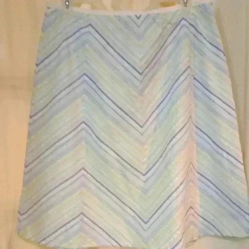 "TALBOTS" SZ 14 Ladies Blue & White Petites A-line Skirt